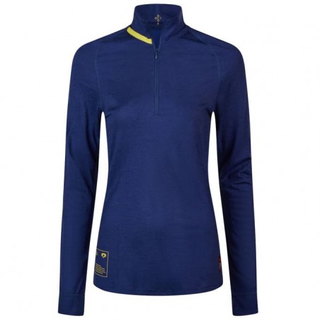 T-shirt de sport mérinos femmes à manches longues avec zip