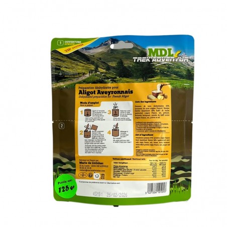 Aligot d'Aveyron déshydraté 125 g - Spécialité régionale pour randonnée MDL