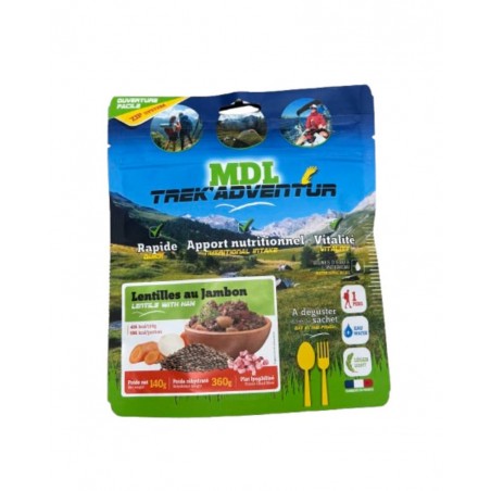 Lentilles au Jambon déshydratées 140g - Plat complet pour randonnée MDL