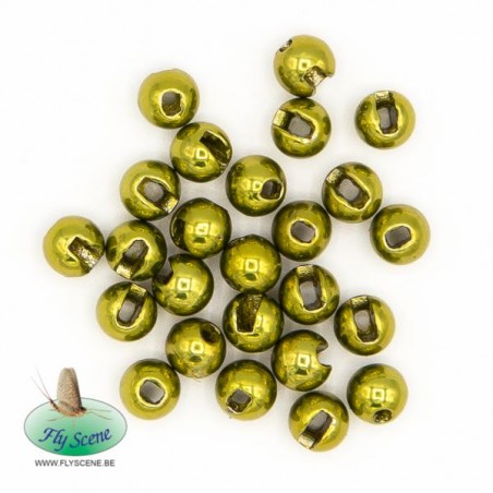 25-PERLES TUNGSTENES FENDUES vert olive