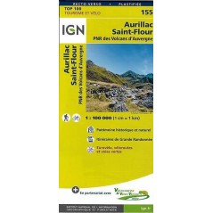 Carte IGN TOP 100 n°155 Aurillac – Saint-Flour Plastifiée