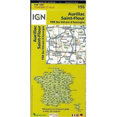 Carte IGN TOP 100 n°155 Aurillac – Saint-Flour Plastifiée