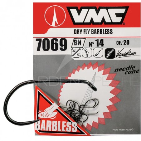 Hameçons VMC Dry Fly 7069BN sans ardillon – Lot de 20